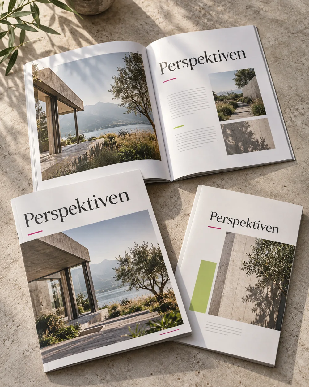 Beispielgestaltung von Broschüren, Magazin und Katalog